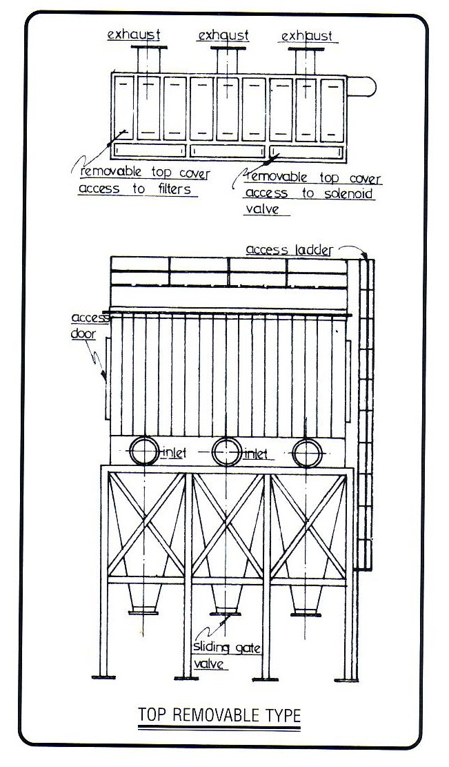 Top removal dust collector drawing