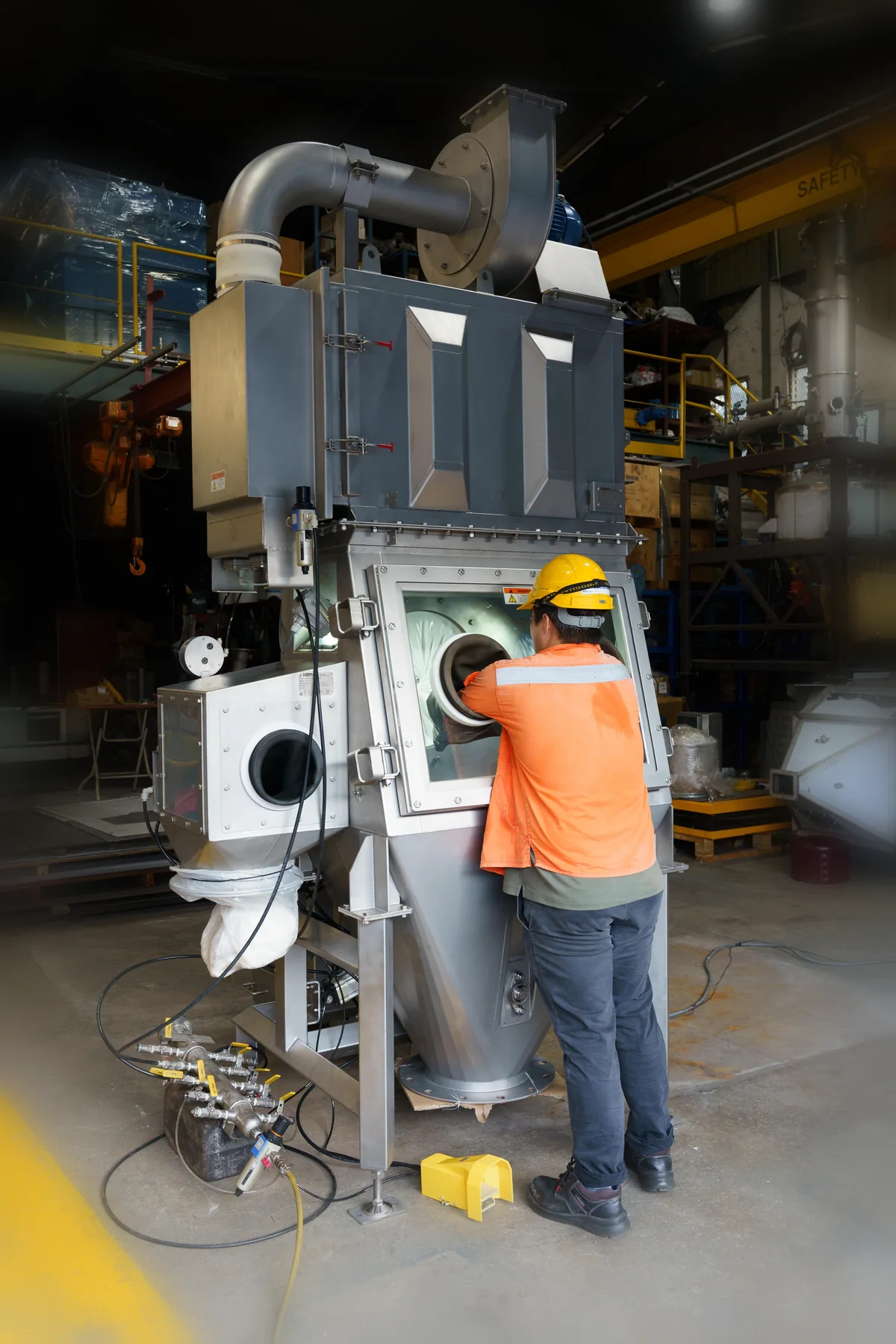 Hazardous Drum Dump Station in Operation